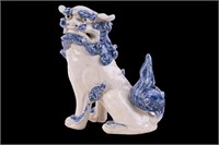 Chinese Blue & White Porcelain Foo Lion