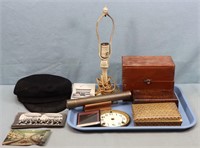 Wooden Boxes, Stereoview Cards, Chauffer Hat