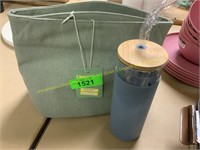 Figmint insulated bag & glass tumbler with straw