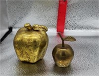 Brass apple bell and gold colored apple