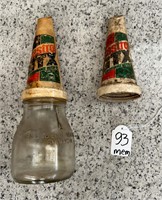 old Castrol oil bottle with 2 Pourers