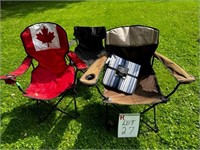 3 Folding Chairs & Chair Pads (sold as a lot)