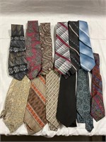 12 men’s ties. Some may have stains on them.