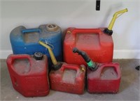 Lot of 5 Gas Cans