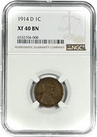1914-D Lincoln Wheat Cent Penny NGC XF40BN