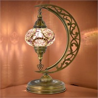 mozaist Turkish Mosaic Moon Shape Table Lamp, Moro