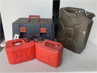 Selection of Jerry Cans, Stand etc