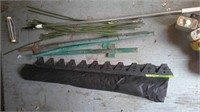 weed barrier, edging, poles, paint roller