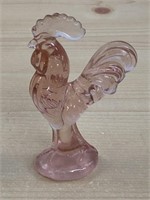 Pink glass rooster 4 1/2” tall