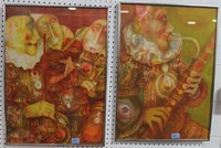 3 FRENCH CLOWN PRINTS - ARTIST SIGNED AND