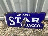 STAR TOBACCO PORCELAIN DOUBLE SIDED SIGN FLANGED