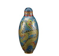 Qing Dynasty copper mold Cloisonne blue dragon pat