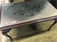 GLASS TOP QUEEN ANNE STYLE COFFEE TABLE
