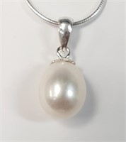 $160 Silver Fresh Water Pearl 16"  Necklace