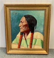 W. Lenders "Chief White Eagle" Oil on Board