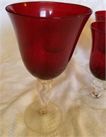 7pcs of Crystal Ruby red goblets