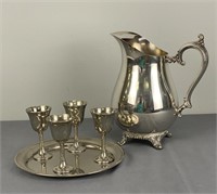 F.B. Rogers Cordials, Tray & Water Pitcher
