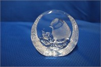 Signed bird paperweight, 3 X 3"H