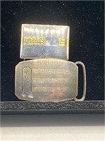 Sterling and 14 K gold inlay belt clips