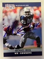 Cowboys Michael Irvin Signed Card with COA