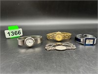 3 Vintage ladies watches, 1 signet bracelet
