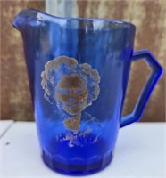 Gorgeous blue Shirley Temple glass pourer