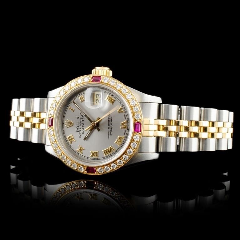 Diamond Ladies Watch: Rolex DateJust 18K/SS 1.00ct