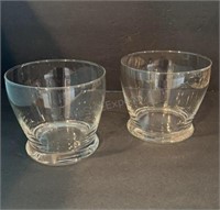 Pair of Clear Glass Ice Buckets 6” R x 5-1/2” H