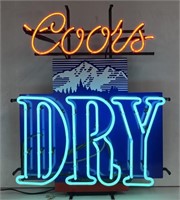 (QQ) Coors Dry Neon Sign With Graphics, 2 Tones,
