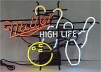 (QQ) Miller High Life Bowling Neon Sign, 3 Tones,