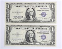 (2) SERIES 1935F $1 SILVER CERTIFICATES CLOSE