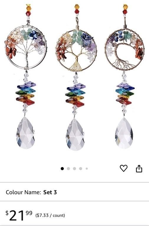 3 Pieces Colorful Life Tree Pendant Crystal