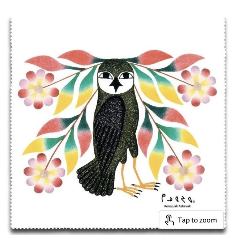 Kenojuak Ashevak Owl's Bouquet Microfibre Glass