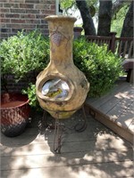 Chimenea on Stand with Grapes Design
