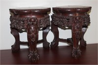 Pair of Chinese Marble Top Stand