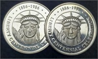 (2) 1 Troy Oz. Silver 1986 Rounds