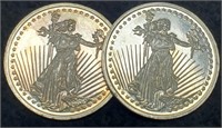(2) 1 Troy Oz. Silver Walking Liberty Rounds by