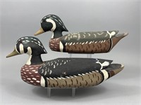 2 Joe Aulik Wood Duck Drake Decoys