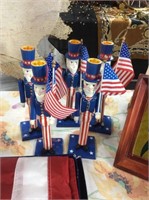Five Uncle Sam candleholders