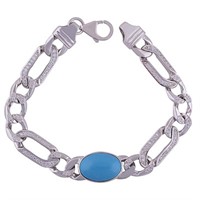 925 Figaro Austrian Crystal Turquoise Bracelet