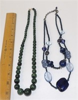 Marbled Green & Blue Beaded Necklaces