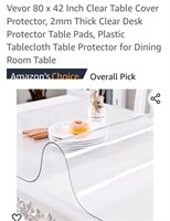 80" x 42"  Clear Plastic  Table Top Protector