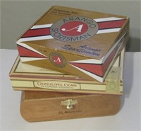 Three Vintage Cigar Boxes Largest 9"x 6"