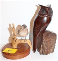 CARVED OWL AND BIRD