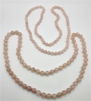 2 Round Beaded Rose Quartz Necklaces