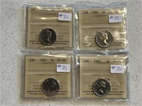 4- 1962 Cdn $.05 ICCS PL-66 Coins