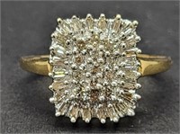 10K Yellow Gold SUN Cluster Diamond Ring