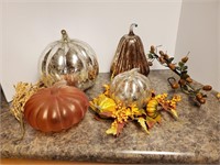 Glass pumpkins, pear, fall decor