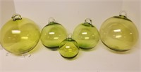 Glass Lime colored ornament balls