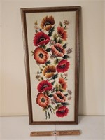 Vintage Floral Cross Stich Framed Needlework